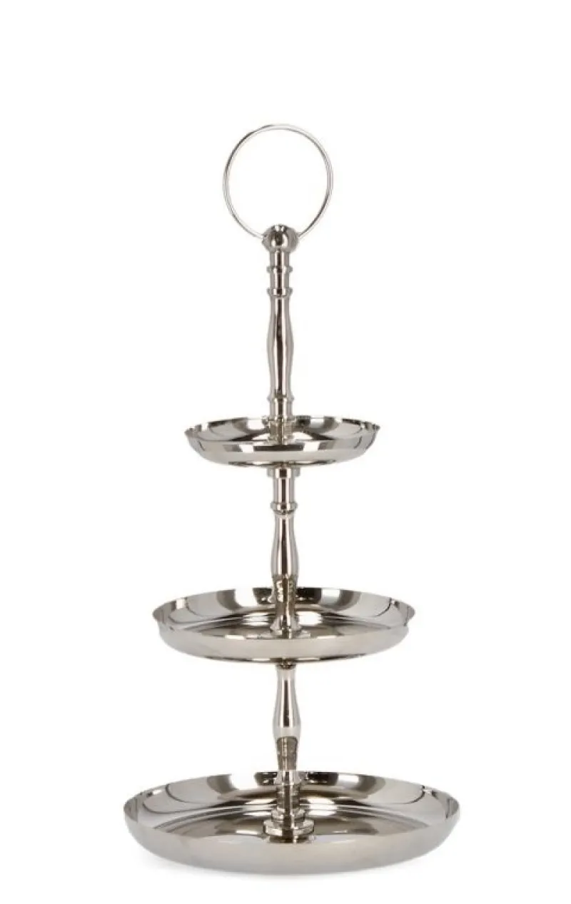 Outlet Bizzotto ALZATA 3P DECORATIVA SIMLA ARGENTO H32