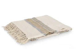 Clearance Bizzotto COPERTA KOTRI CREMA NATURALE BLU 130X170