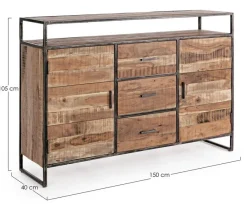 Clearance Bizzotto CREDENZA IN LEGNO 2 ANTE - ELMER