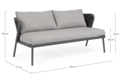 Sale Bizzotto DIVANO 2 POSTI ANTRACITE QS22/GRAPHITE - HARLOW