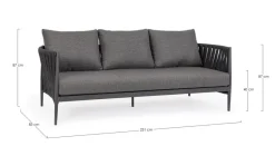 Online Bizzotto DIVANO 3 POSTI ANTRACITE WG21- JACINTA