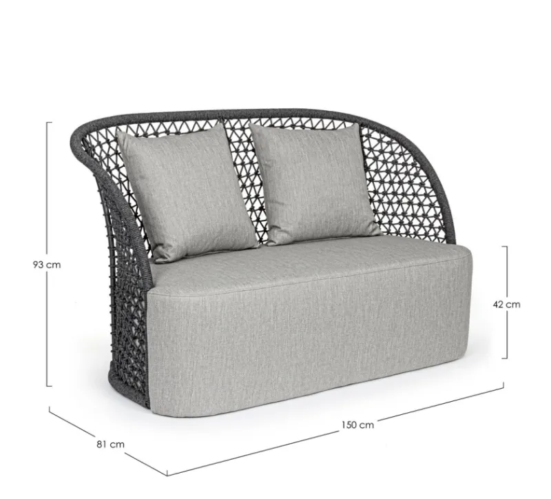 Clearance Bizzotto DIVANO CON CUSCINI ANTRACITE - CUYEN