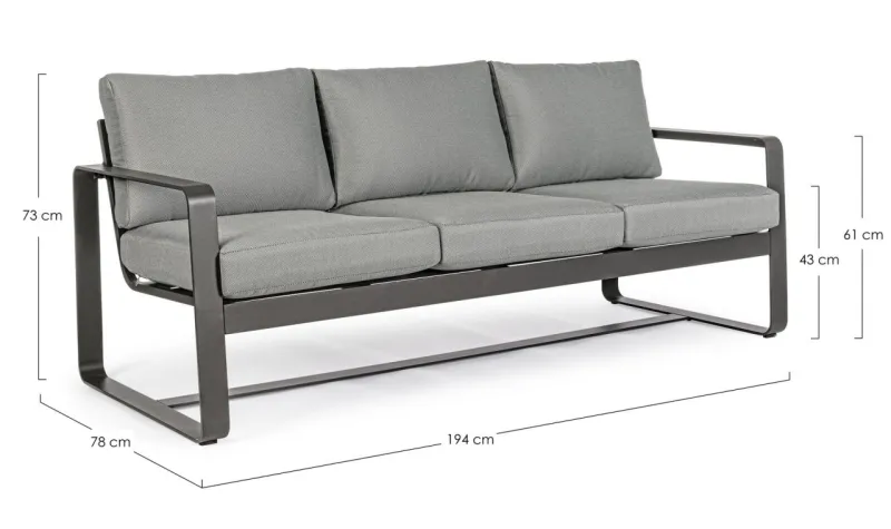 Clearance Bizzotto DIVANO IN ALLUMINIO ANTRACITE YK13 - MERRIGAN