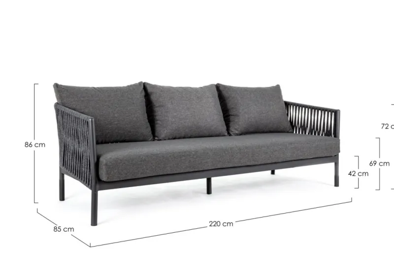 Discount Bizzotto DIVANO IN CORDA PER ESTERNO ANTRACITE WG21 - FLORENCIA