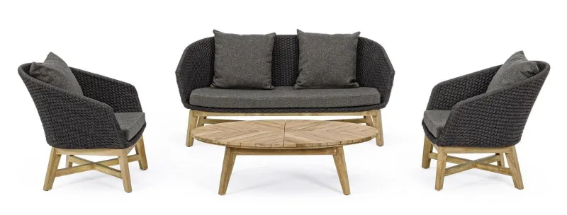 Bizzotto DIVANO IN CORDA PER ESTERNO ANTRACITE- COACHELLA