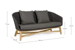 Bizzotto DIVANO IN CORDA PER ESTERNO ANTRACITE- COACHELLA