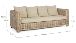 Bizzotto DIVANO IN FIBRE NATURALI 3 POSTI - FORTALEZA