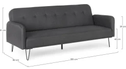 Best Bizzotto DIVANO LETTO IN TESSUTO NERO - BRIDJET