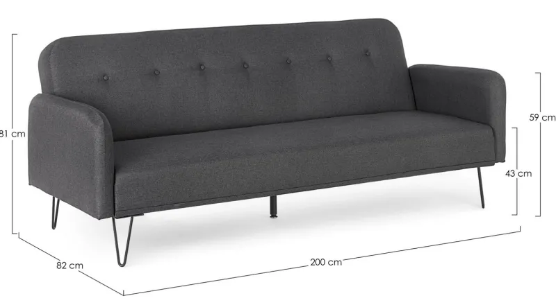Best Bizzotto DIVANO LETTO IN TESSUTO NERO - BRIDJET