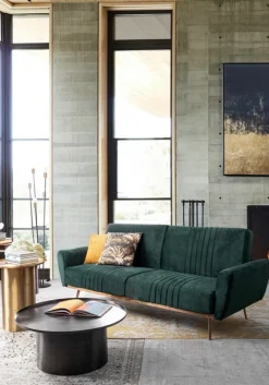 Outlet Bizzotto DIVANO LETTO IN VELLUTO VERDE SCURO - JOHNNY