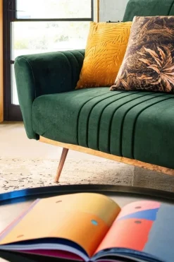 Outlet Bizzotto DIVANO LETTO IN VELLUTO VERDE SCURO - JOHNNY