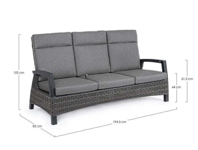 Clearance Bizzotto DIVANO RECLINABILE IN ALLUMINIO ANTRACITE JX55 - BRITTON