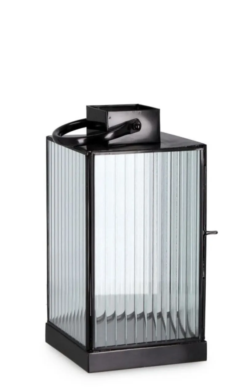 Clearance Bizzotto LANTERNA TEHRI 1M RIGHE TRASP NERO H27,5