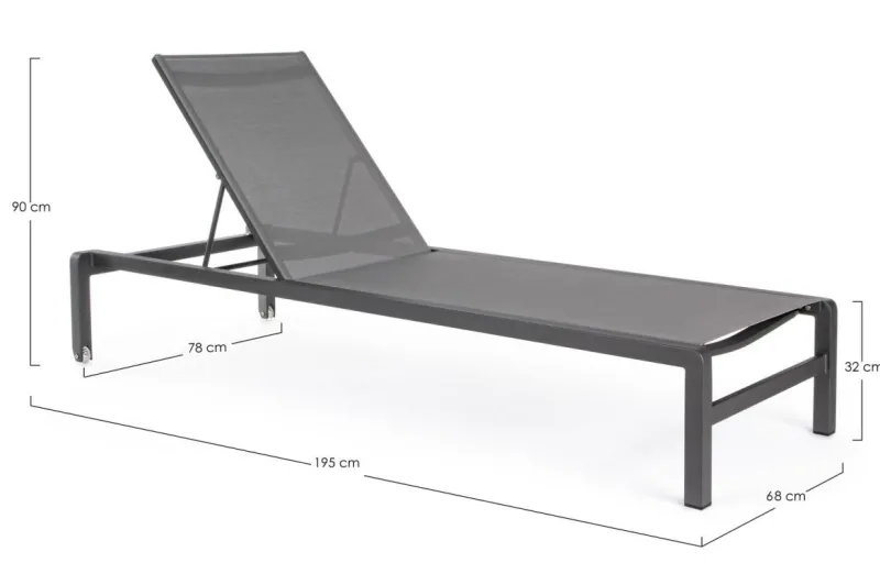 Discount Bizzotto LETTINO CON RUOTE IN ALLUMINIO IMPILABILE ANTRACITE - KONNOR