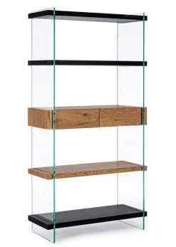Online Bizzotto LIBRERIA 2 CASSETTI NERA - LINE WOOD