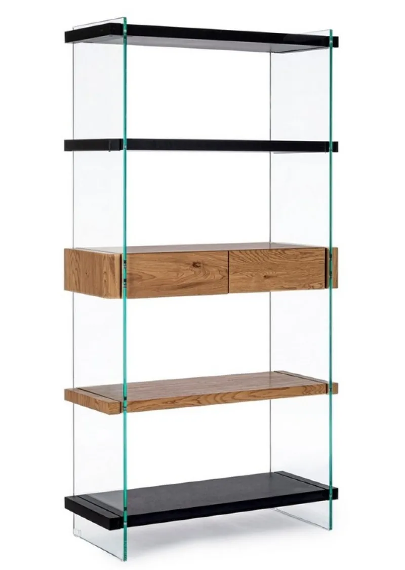 Online Bizzotto LIBRERIA 2 CASSETTI NERA - LINE WOOD