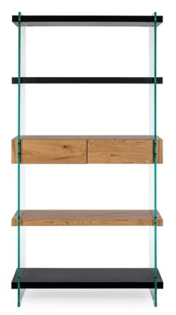 Online Bizzotto LIBRERIA 2 CASSETTI NERA - LINE WOOD