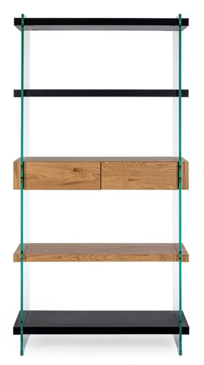 Online Bizzotto LIBRERIA 2 CASSETTI NERA - LINE WOOD