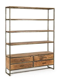 Clearance Bizzotto LIBRERIA IN LEGNO 4 CASSETTI - ELMER