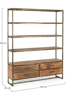 Clearance Bizzotto LIBRERIA IN LEGNO 4 CASSETTI - ELMER