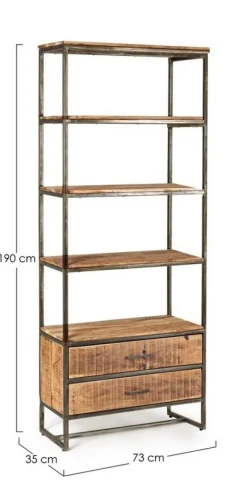 New Bizzotto LIBRERIA IN LEGNO 2 CASSETTI - ELMER