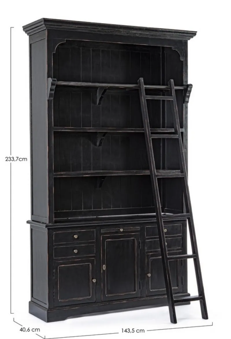 Outlet Bizzotto LIBRERIA IN LEGNO NERO - JEFFERSON