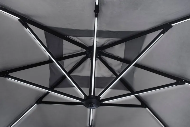 Bizzotto OMBRELLONE BRACCIO CON LED IN ALLUMINIO 3X3 ANTRACITE - INES