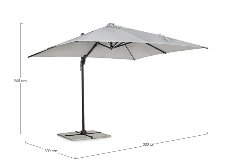 Bizzotto OMBRELLONE BRACCIO CON LED IN ALLUMINIO 3X3 ANTRACITE - INES