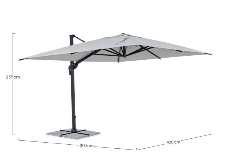 Best Bizzotto OMBRELLONE BRACCIO IN ALLUMINIO 3X4 ANTRACITE - INES