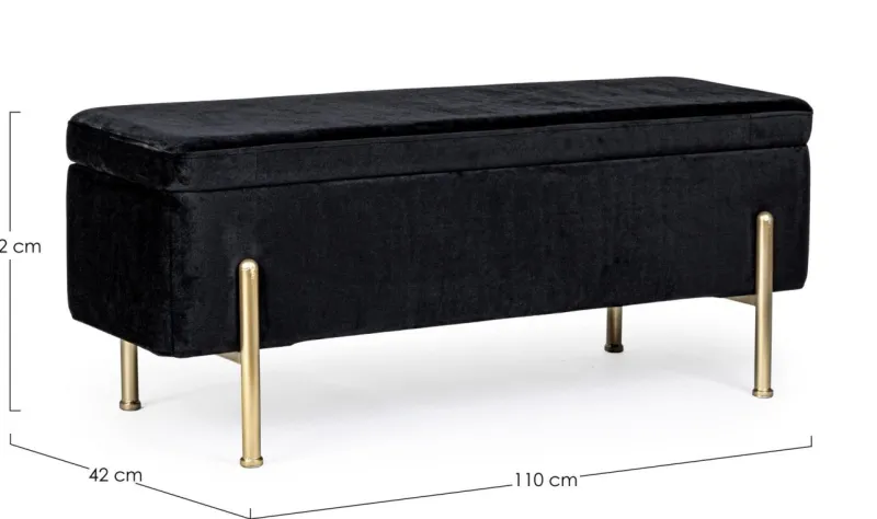 New Bizzotto PANCA CONTENITORE IN VELLUTO NERO - IRINA