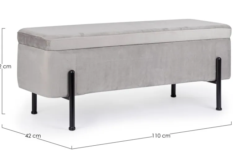 New Bizzotto PANCA CONTENITORE IN VELLUTO GRIGIO CHIARO - IRINA