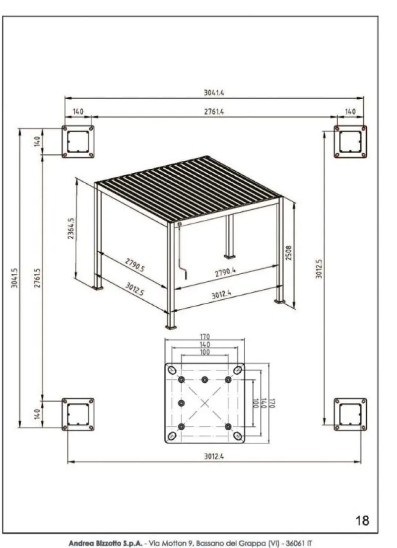 Bizzotto PERGOLA OCEAN 3X3 BIANCO