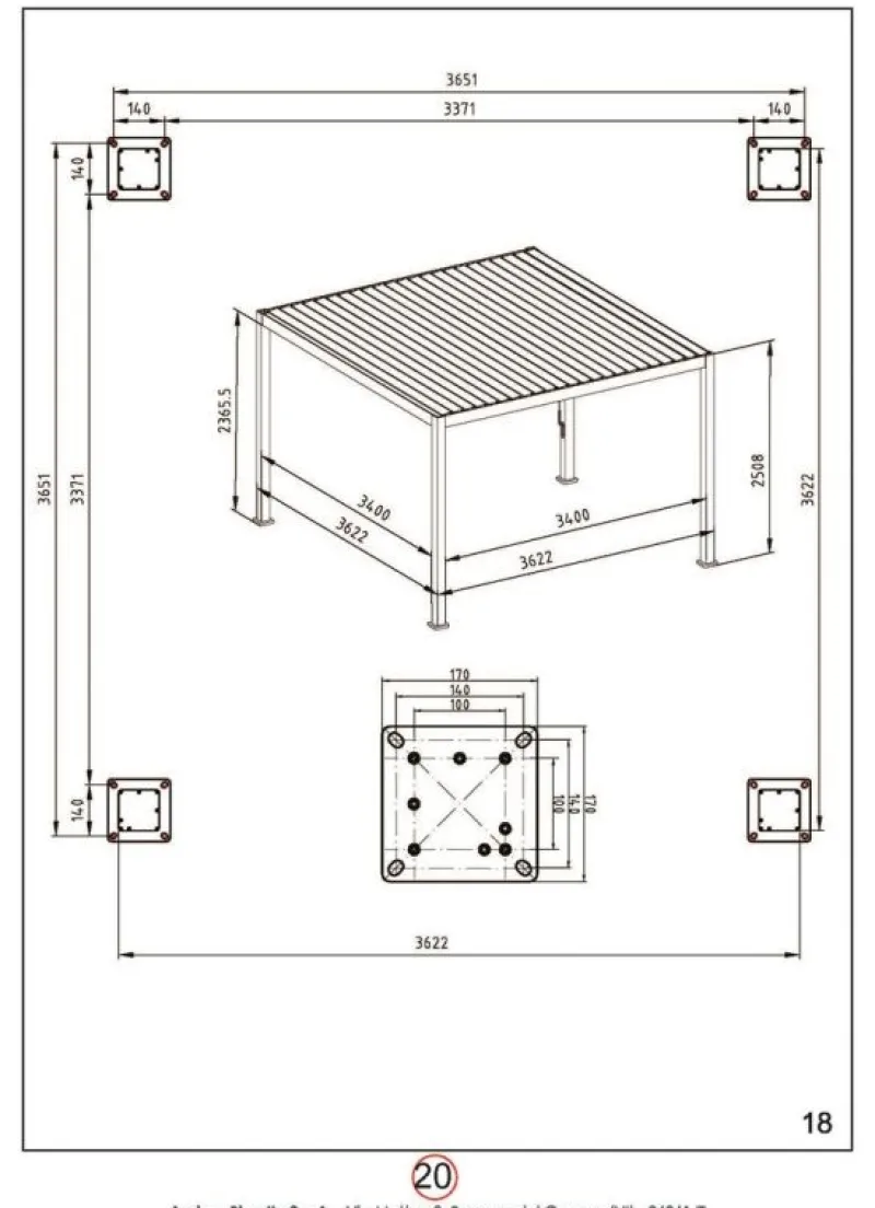Hot Bizzotto PERGOLA OCEAN 3.6X3.6 NATURAL-ANTRACITE
