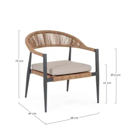 Clearance Bizzotto POLTRONA C-BR C-C JANDIA ANTRAC/NATURAL