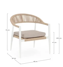 Bizzotto POLTRONA C-BR C-C JANDIA BIANCO/BEIGE