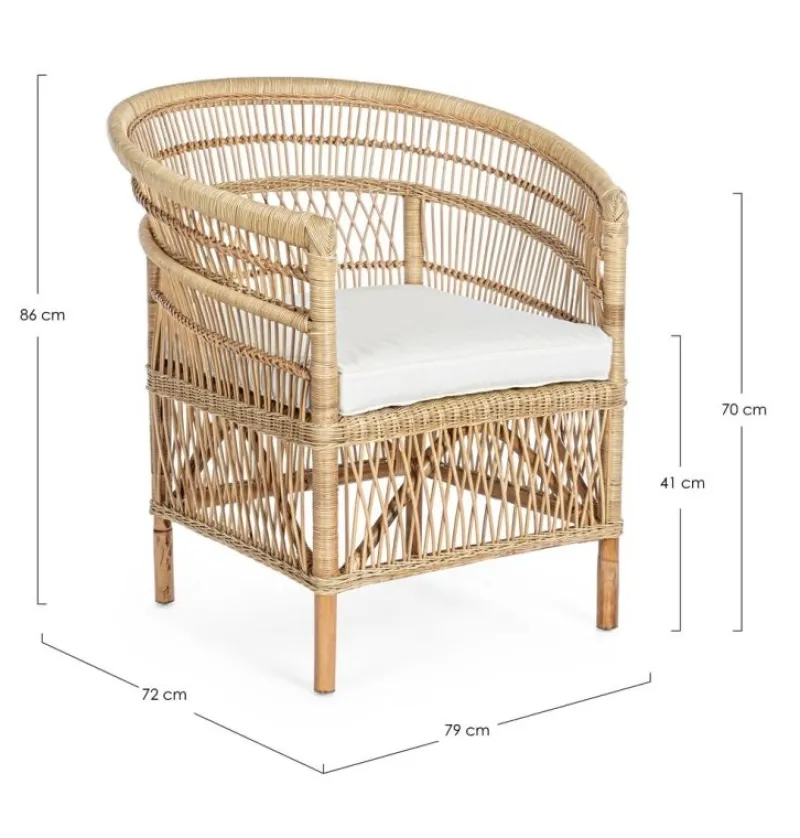 Sale Bizzotto POLTRONA CON CUSCINO IN FIBRE NATURALI - JOSEFINA