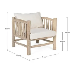 Discount Bizzotto POLTRONA CON CUSCINO IN TEAK - SAHEL