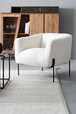 Clearance Bizzotto POLTRONA EFFETTO BOUCLE' BIANCO - CLAUDINE