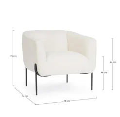 Clearance Bizzotto POLTRONA EFFETTO BOUCLE' BIANCO - CLAUDINE
