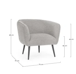 Hot Bizzotto POLTRONA EFFETTO BOUCLE' GRIGIO - AVRIL