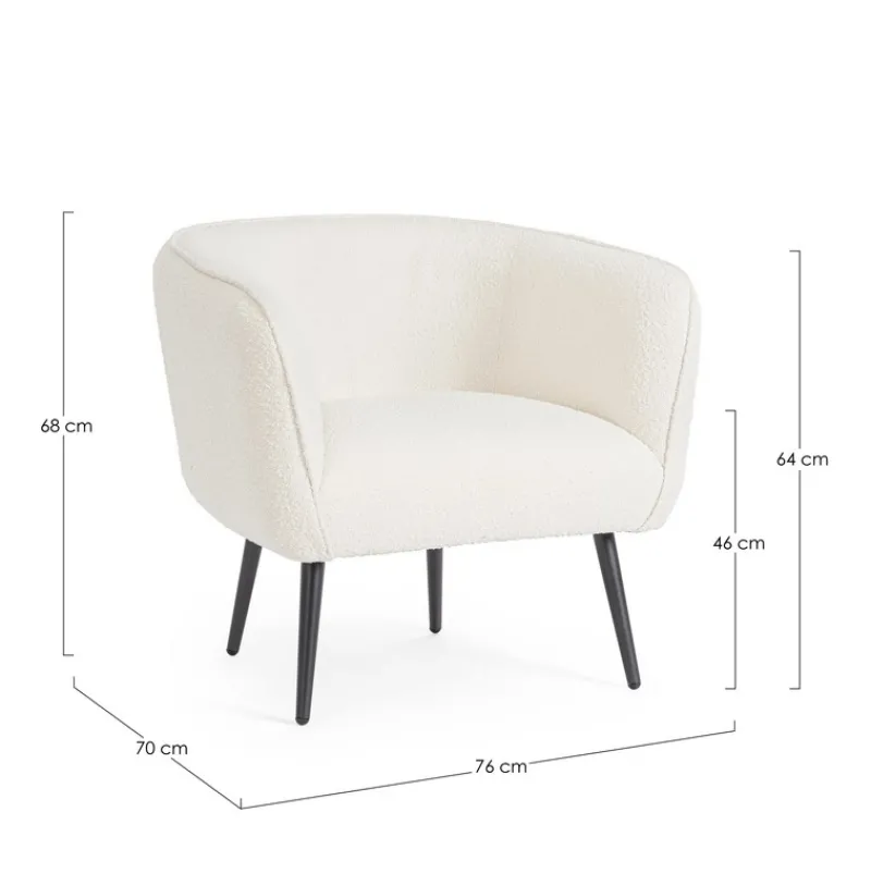 Outlet Bizzotto POLTRONA EFFETTO BOUCLE' BIANCO - AVRIL