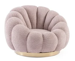 Outlet Bizzotto POLTRONA GIREVOLE EFFETTO BOUCLE' ROSA ANTICO - FLOREL