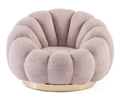 Outlet Bizzotto POLTRONA GIREVOLE EFFETTO BOUCLE' ROSA ANTICO - FLOREL