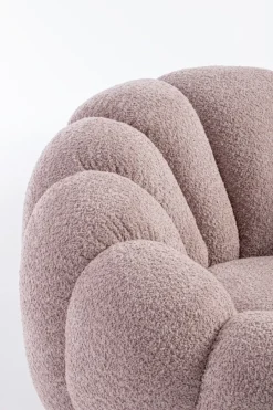 Outlet Bizzotto POLTRONA GIREVOLE EFFETTO BOUCLE' ROSA ANTICO - FLOREL