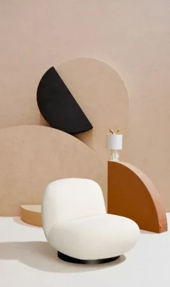 Outlet Bizzotto POLTRONA GIREVOLE EFFETTO BOUCLE' BIANCO - MARGOT