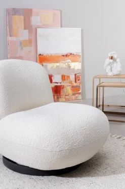 Outlet Bizzotto POLTRONA GIREVOLE EFFETTO BOUCLE' BIANCO - MARGOT