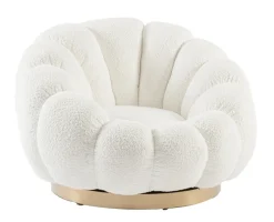 Discount Bizzotto POLTRONA GIREVOLE EFFETTO BOUCLE' BIANCO - FLOREL