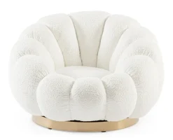 Discount Bizzotto POLTRONA GIREVOLE EFFETTO BOUCLE' BIANCO - FLOREL