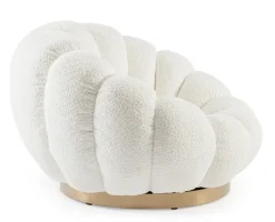 Discount Bizzotto POLTRONA GIREVOLE EFFETTO BOUCLE' BIANCO - FLOREL