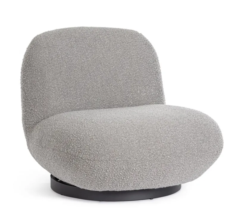 Discount Bizzotto POLTRONA GIREVOLE EFFETTO BOUCLE' GRIGIO - MARGOT